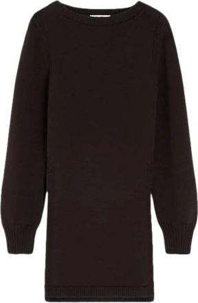 Christophe Lemaire Trui met Slitten - Dames - Ronde hals truien - Paars - S - Wol - Truien & Vesten
