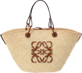 Loewe Anagram Medium Raffia & Leather Tote
