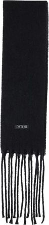 Patou Lang Fringe Wolmix Sjaal - Dames - Wintersjaals - Zwart - ONE Size - Wol - Accessoires