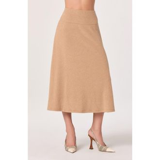 ASTR the Label Knit Midi Skirt in Tan at Nordstrom Rack, Size X-Large