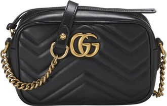 Gucci Black Leather Gg Marmont Crossbody Bag Mini (Authentic Pre-Loved)
