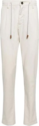 Eleventy Slim-fit Trousers, male, Beige, W36, Light Grey Slim-Fit Chino Trousers