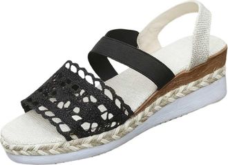 Generic Wedge Sandals for Women Breathable Casual Shoes Open Toe Stylish Thick Sole Classic Comfortable Versatile Non-Slip Strappy Sandals Summer Beach