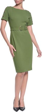 Karl Lagerfeld Belted Scuba Crepe Sheath in Oliver Green at Nordstrom, Size 14