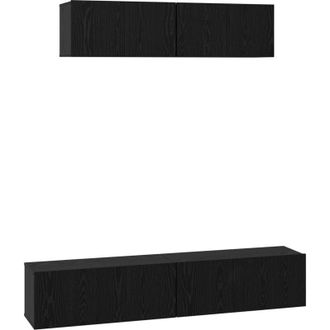 vidaXL Vidaxl - Mueble De Tv De Pared Montaje En La Pared 4 Pcs Roble Negro