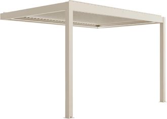 Oviala P&eacute;rgola bioclim&aacute;tica adosada de 3x4m en madera crema y aluminio