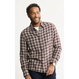 J.A.C.H.S. Rye Soft Touch Flannel Workshirt in Burgundy at Nordstrom, Size Medium