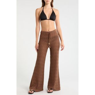 Elan Pointelle Cover-Up Sweater Pants in Brown at Nordstrom, Size X-Small