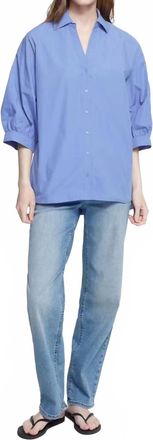 Ichi Sky 3/4 Sleeves With Elastic Cuffs Top In Wedgewood / Blue