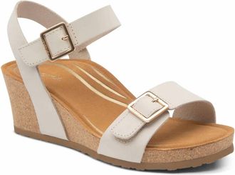 Aetrex Lexa Quarter Strap Wedge In Ivory