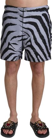 Dolce & Gabbana Gray Zebra Print Beachwear Mens Shorts