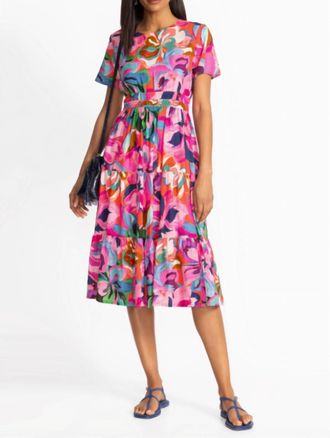 Johnny Was Smocked Tier Midi Dress In Ambre