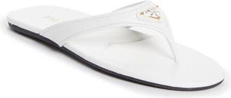 Prada Logo Flip Flop in White at Nordstrom, Size 10.5Us