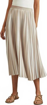 Reiss Lexie Striped Pleated Midi Skirt In Nuetral