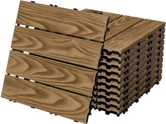 ML Design Ecd Germany Baldosas De Patio Wpc De 30x30 Cm 22 Piezas Para 2m&sup2; Aparencia De Madera Marr&oacute;n Teca Con Sistema De Drenaje E Instalaci&oacute;n Mediante Clic, L