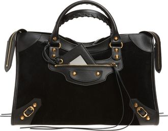 Balenciaga Medium Le City Suede Satchel in 1000 Black at Nordstrom