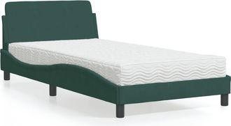 vidaXL Cama Con Colch&oacute;n Terciopelo Verde Oscuro 100x200 Cm Vidaxl