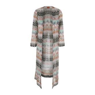 Missoni Cardigans, female, Multicolor, Size: M Cotton and Viscose Lam&eacute; Long Cardigan with Lace Motif
