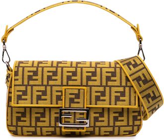 Fendi Pre-owned Womens Baguette Shoulder Bag Jacquard - Brown Textile - One Size