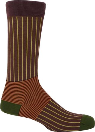 Peper Harow Oxford Stripe Mens Socks - Brown