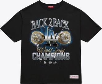Mitchell & Ness Womens Mitchell & Ness Black Los Angeles Dodgers Back 2 Back Rings Boxy Cropped T-Shirt at Nordstrom, Size X-Large