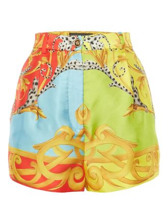 Versace Satijnen shorts met Acanthus-print - Geel