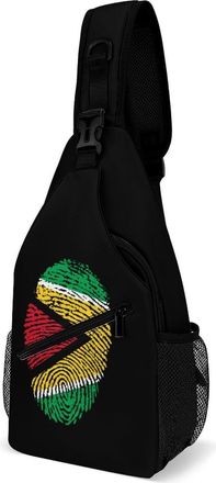 Generic Fingerprint U.S.A Flag Mens Shoulder Bags Sling Crossbody Backpack Travel Hiking Chest Bag with Small Side 38x20cm