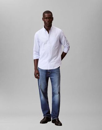 Calvin Klein Jeans Camicia Oxford a righe azzurre-Blu