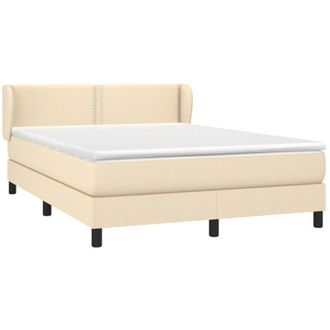 vidaXL Cama Box Spring Con Colch&oacute;n Tela Color Crema 140x190 Cm Vidaxl