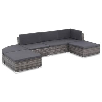 vidaXL Vidaxl - Set De Muebles De Jard&iacute;n 6 Pzas Y Cojines Rat&aacute;n Sint&eacute;tico Gris