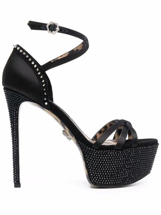 Philipp Plein Sandali con decorazione di cristalli - Nero