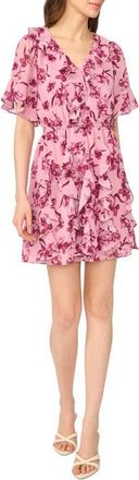 CeCe by Cynthia Steffe Waterfall Ruffle Minidress in Cameo Blush at Nordstrom, Size X-Small