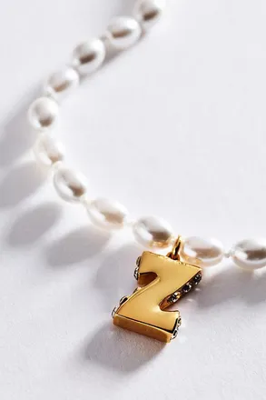 Anthropologie Pearl Initial Necklace