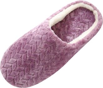 Generic Womens Fuzzy Slip-on Slippers Soft Comfy Memory Foam Indoor House Shoes Ladies Slippers Size 7.5 UKPurple