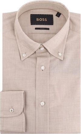 HUGO BOSS Slim-fit Katoenen Overhemd - Heren - Zakelijke Overhemden - Beige - M - Katoen - Overhemden