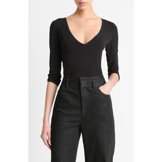 Vince V-Neck Top in Black at Nordstrom Rack, Size Xx-Small