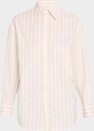 Saint Laurent Long-Sleeve Stripe Button-Down Blouse