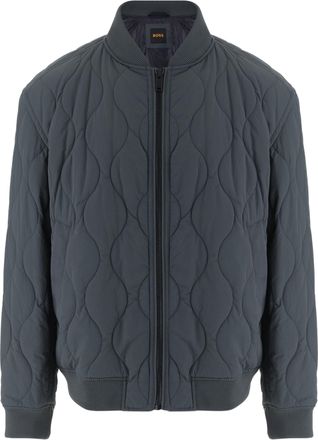 HUGO BOSS Dark Green Quilted Nylon Bomber Jacket