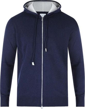 Eleventy Zip-through Sweatshirt - Heren - Vesten met rits - Blauw - L - Kasjmier - Hoodies & sweatvesten