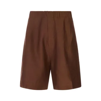 Laneus Casual Shorts, male, Brown, Size: L Viscose and Linen Bermuda Shorts