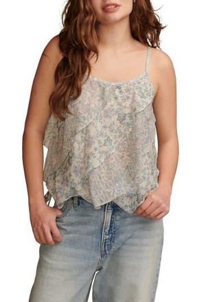 Lucky Brand Asymmetric Ruffle Camisole in Egret Multi at Nordstrom Rack, Size Xx-Large