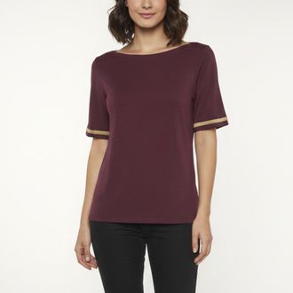 Ralph Lauren Lauren Ralph Lauren Burgundy Jersey Bateau Neck T-Shirt