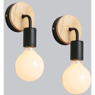 OEM Applique Murale - Metal - Casquillo E27 - 220 V - Max 60 W - Interior Salon Habitacion Cocina Pasillo Balcon Garaje - Negro - 1 Unidad