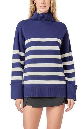 English Factory Stripe Turtleneck Sweater in Navy/White at Nordstrom, Size X-Small