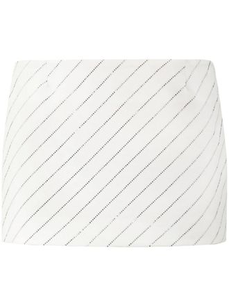 Philipp Plein crystal-embellished pinstriped mini skirt - White