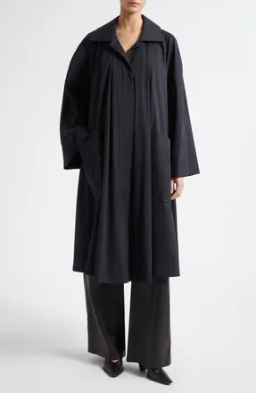 Nour Hammour Jane Graceful Stretch Cotton & Nylon Coat in Black at Nordstrom, Size X-Small