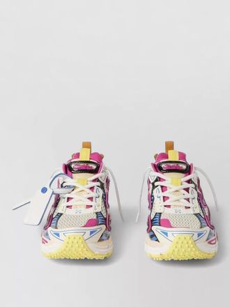Off-white mesh sneakers arrow heel tab pull loop