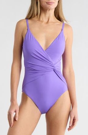 La Blanca IG Asymmetric One-Piece Swimsuit in Ultraviolet at Nordstrom Rack, Size 12