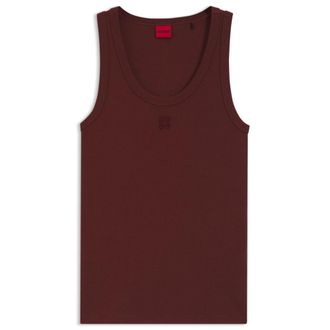 HUGO BOSS Cotton-blend tank top with stacked-logo embroidery