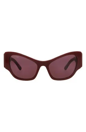 Balenciaga 56mm Cat Eye Sunglasses in Burgundy Burgundy Red at Nordstrom Rack